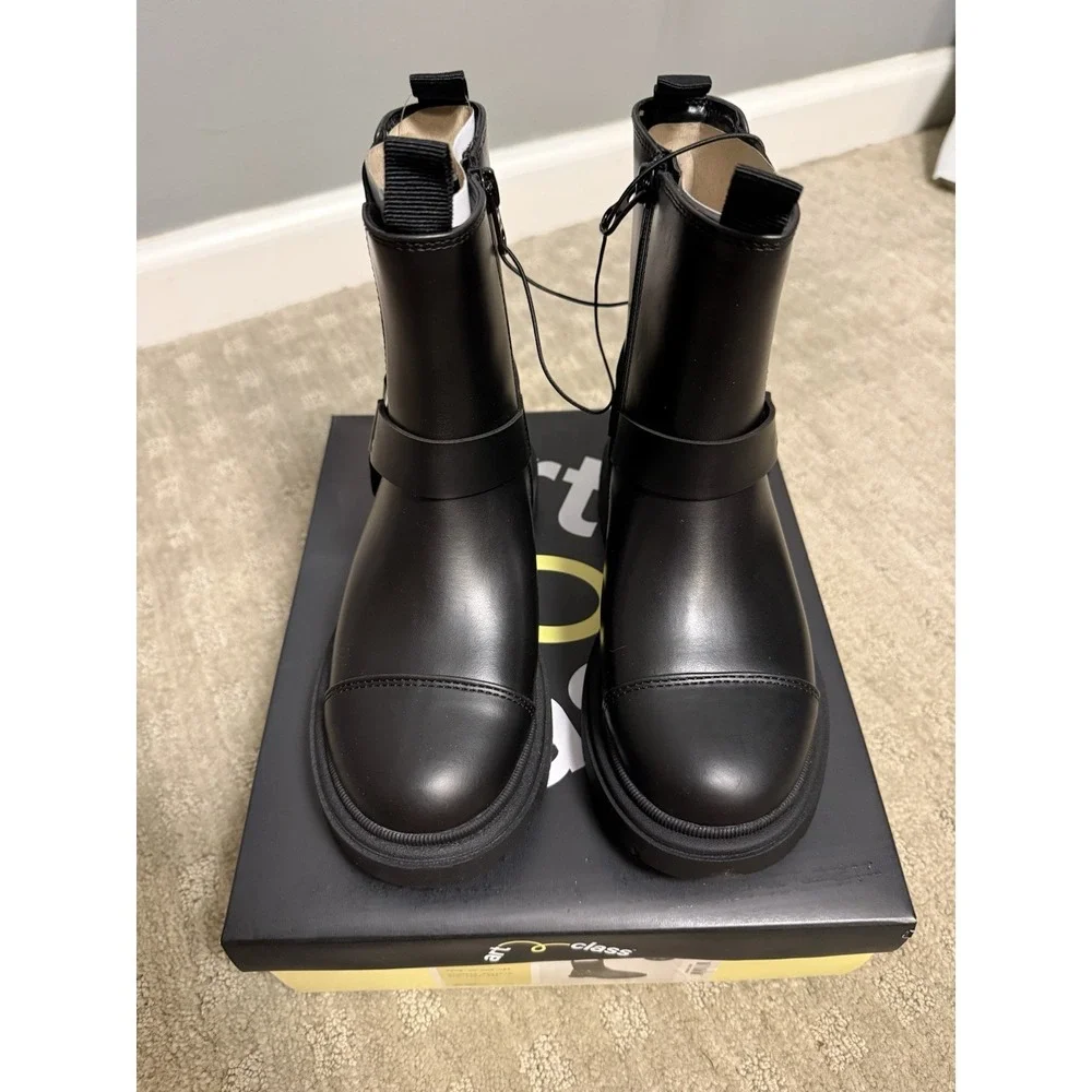 Art Class Girls Black‎ Crosby Moto Faux Leather Boots Size 13